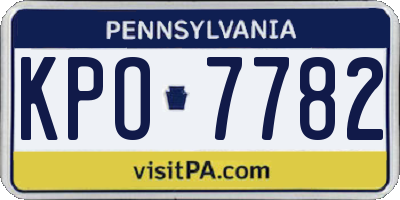 PA license plate KPO7782
