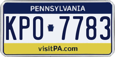 PA license plate KPO7783