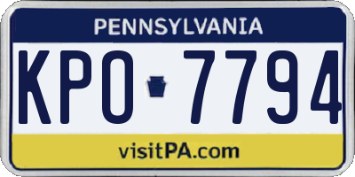 PA license plate KPO7794