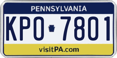 PA license plate KPO7801