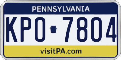 PA license plate KPO7804