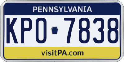 PA license plate KPO7838