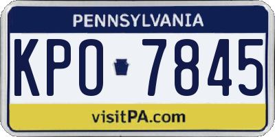 PA license plate KPO7845
