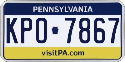 PA license plate KPO7867