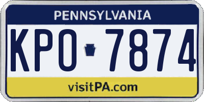 PA license plate KPO7874