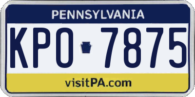 PA license plate KPO7875