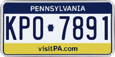 PA license plate KPO7891