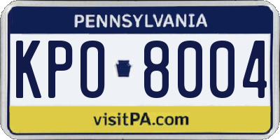 PA license plate KPO8004