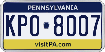 PA license plate KPO8007