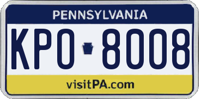 PA license plate KPO8008