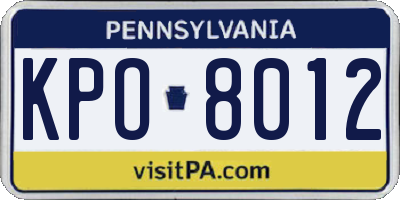 PA license plate KPO8012