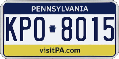 PA license plate KPO8015