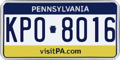 PA license plate KPO8016