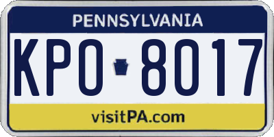 PA license plate KPO8017