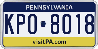 PA license plate KPO8018