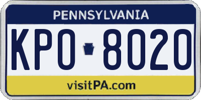 PA license plate KPO8020