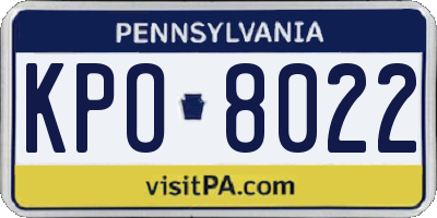 PA license plate KPO8022