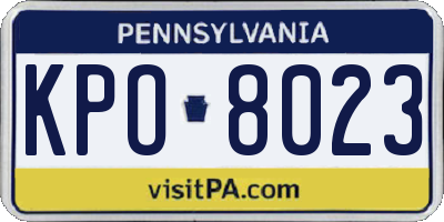 PA license plate KPO8023