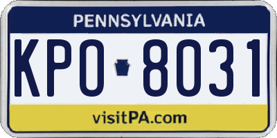 PA license plate KPO8031