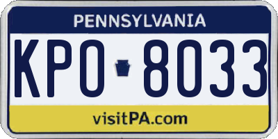 PA license plate KPO8033