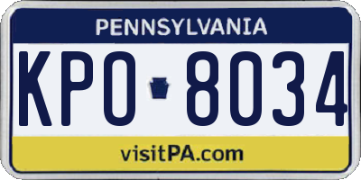 PA license plate KPO8034