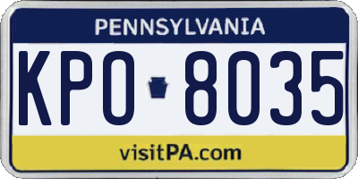 PA license plate KPO8035