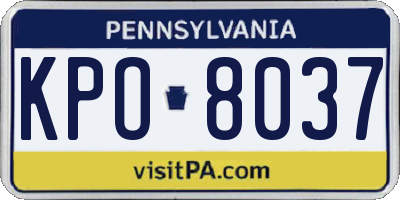 PA license plate KPO8037