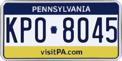 PA license plate KPO8045