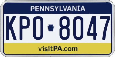 PA license plate KPO8047