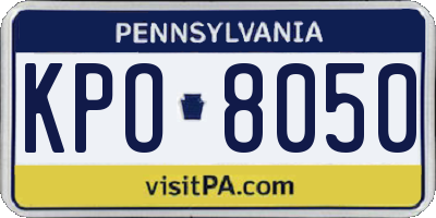 PA license plate KPO8050