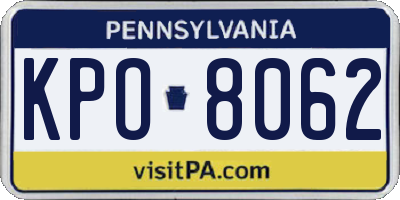 PA license plate KPO8062