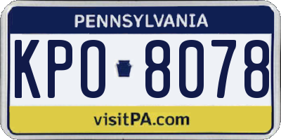PA license plate KPO8078