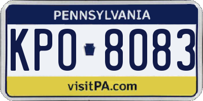 PA license plate KPO8083