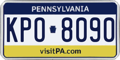 PA license plate KPO8090