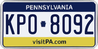 PA license plate KPO8092