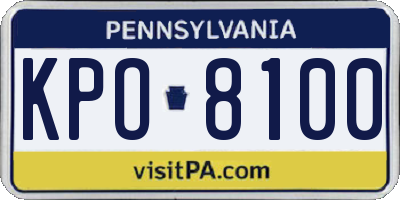 PA license plate KPO8100
