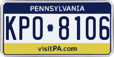 PA license plate KPO8106