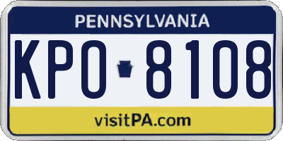 PA license plate KPO8108