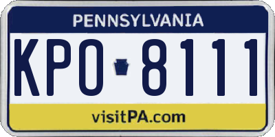 PA license plate KPO8111