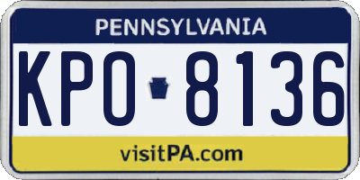 PA license plate KPO8136