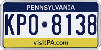 PA license plate KPO8138