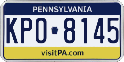 PA license plate KPO8145
