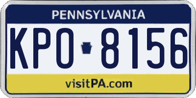 PA license plate KPO8156