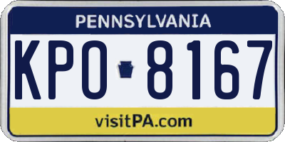 PA license plate KPO8167