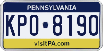 PA license plate KPO8190