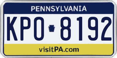 PA license plate KPO8192