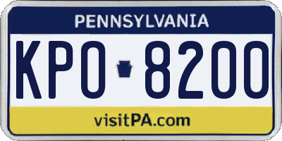 PA license plate KPO8200