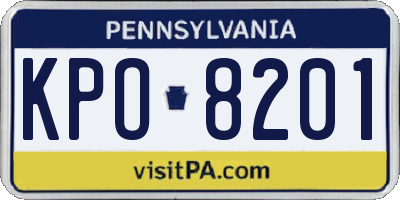 PA license plate KPO8201