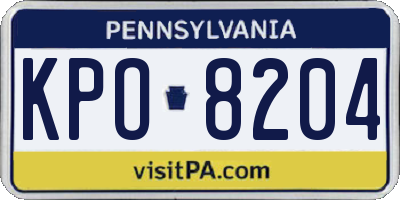 PA license plate KPO8204