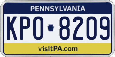 PA license plate KPO8209